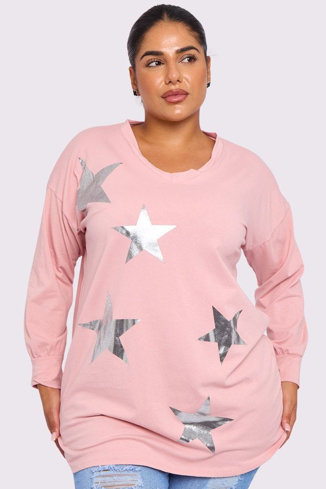 Foil Star Print Top