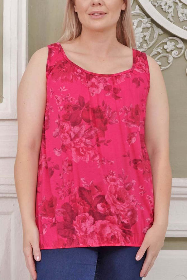 Flower Print Elasticated Hem Viscose Top