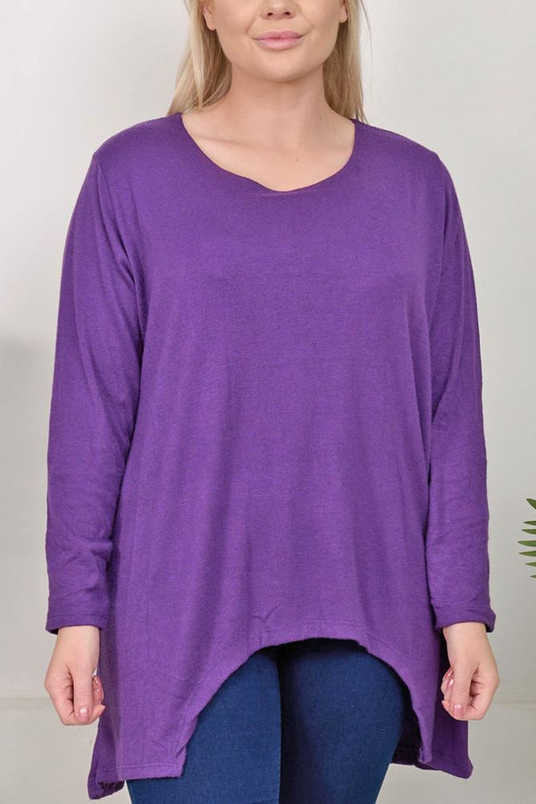 Plain Cutout Hem Top