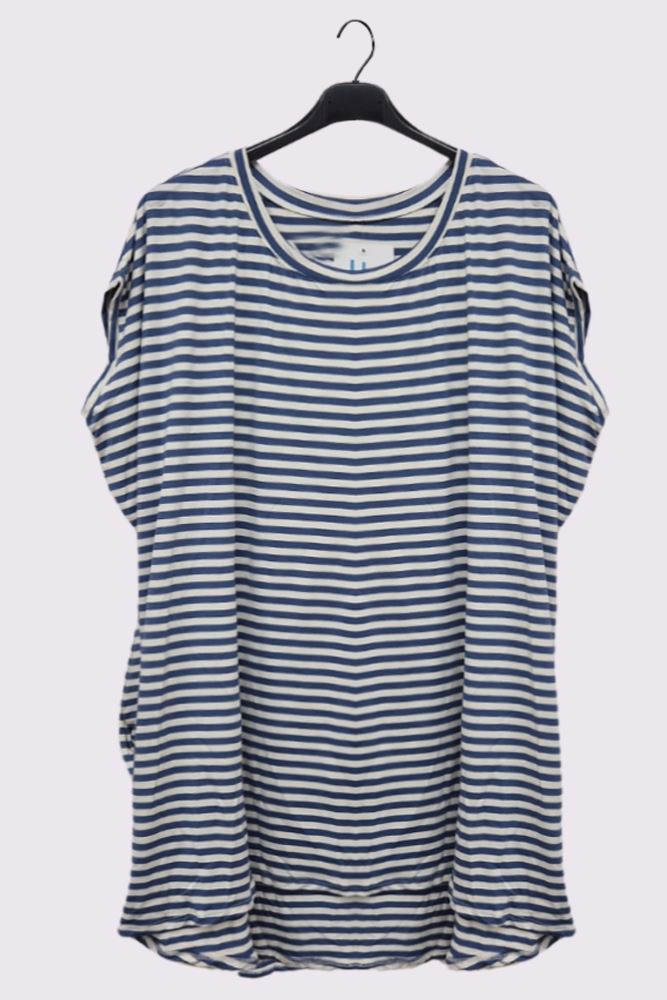 Stripe Print Oversized High Low Hem Long Top