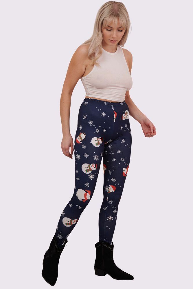 Snowman Scarf Print Christmas Leggings