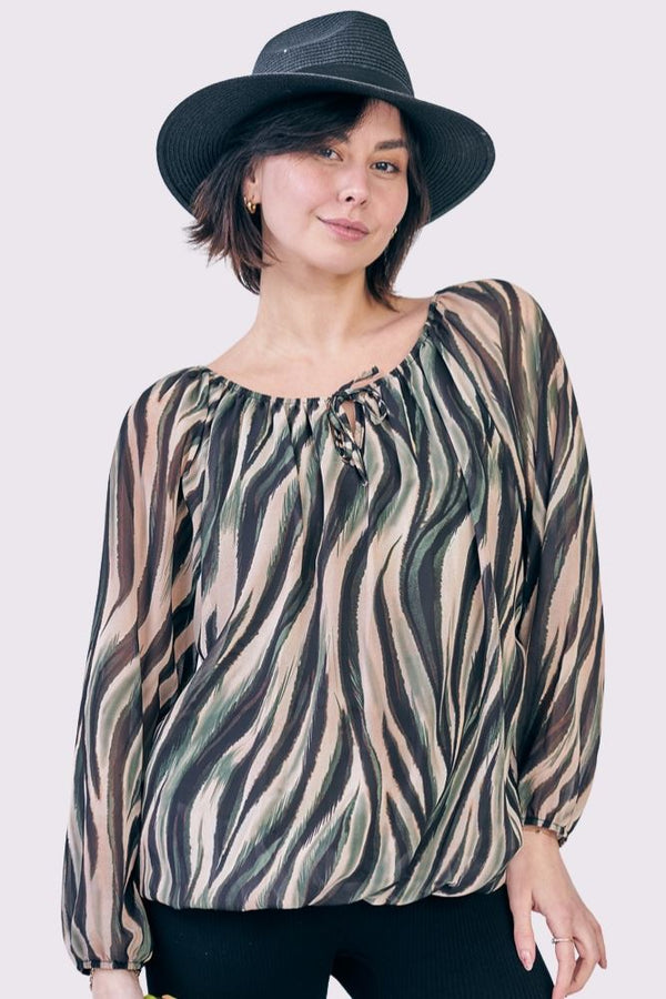 Zebra Print Oversized Tunic Top