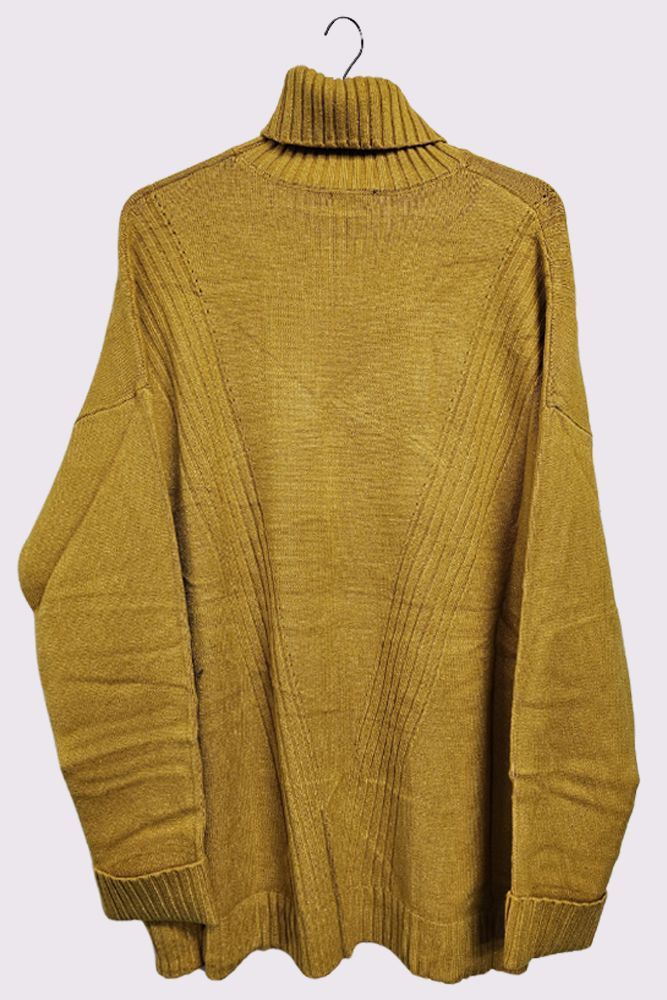 Ribbed Pattern Cowl Neck Tunic Jumper