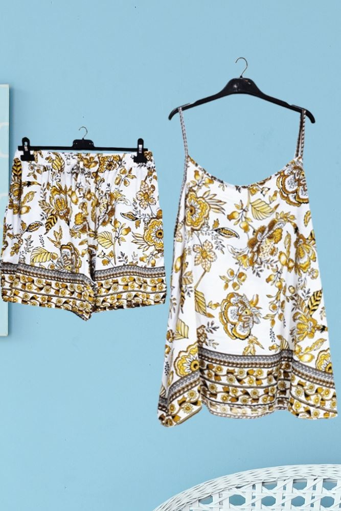 Floral Print Drawstring Waistband Strappy Co-Ord Set