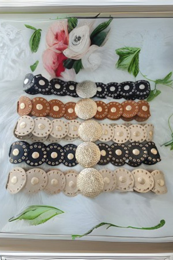 Studded Waist Belt with Statement Buckle Belt