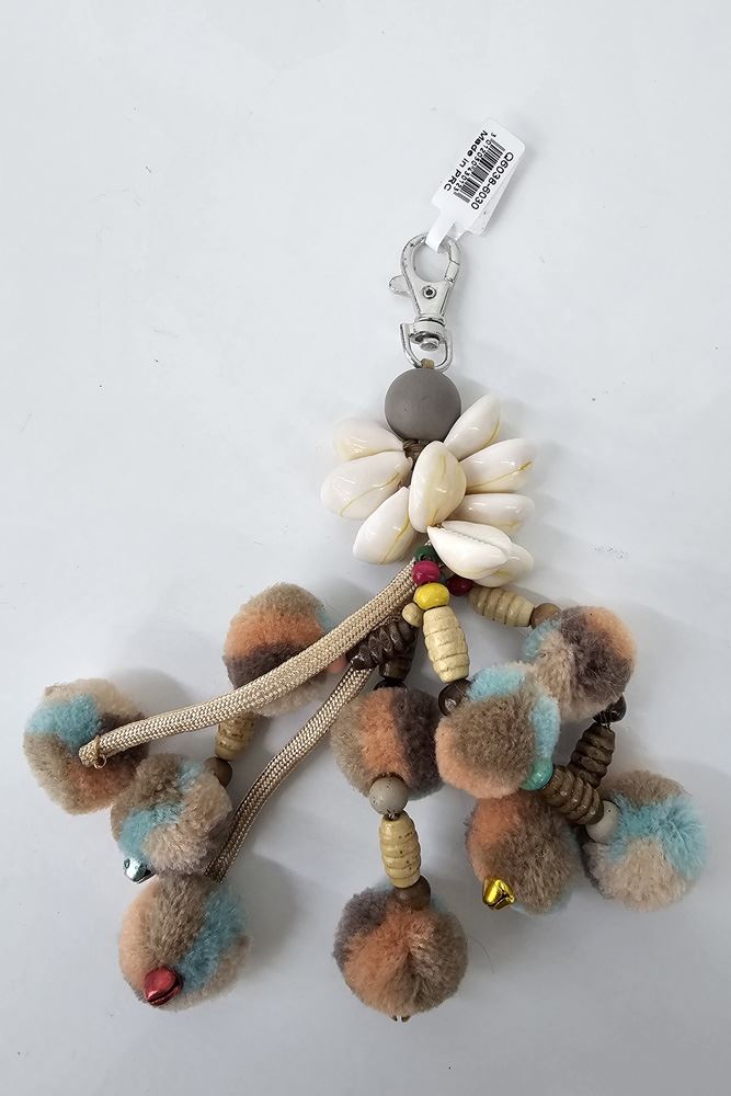 Shell Beads Pom Pom Tassel Keyrings