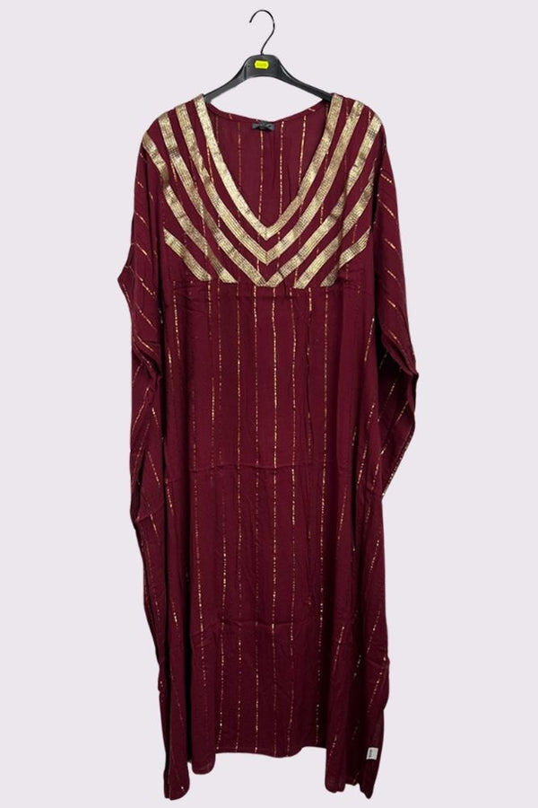 Gold Metallic Splash Stripe Overfit Kaftan