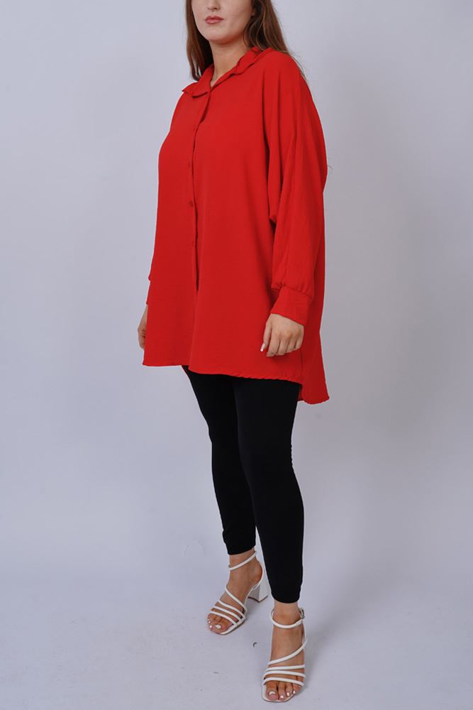 Stylish Plain Button-Up Shirt with Asymmetrical Hem
