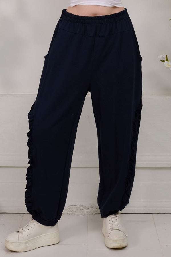 Plain Layered Cotton Trousers