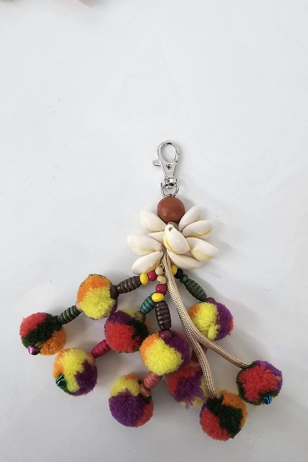 Shell Beads Pom Pom Tassel Keyrings