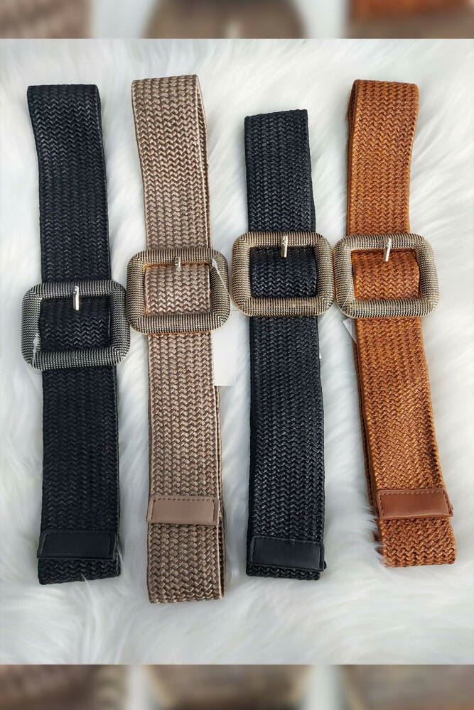 Square Stud Buckle Elastic Belt