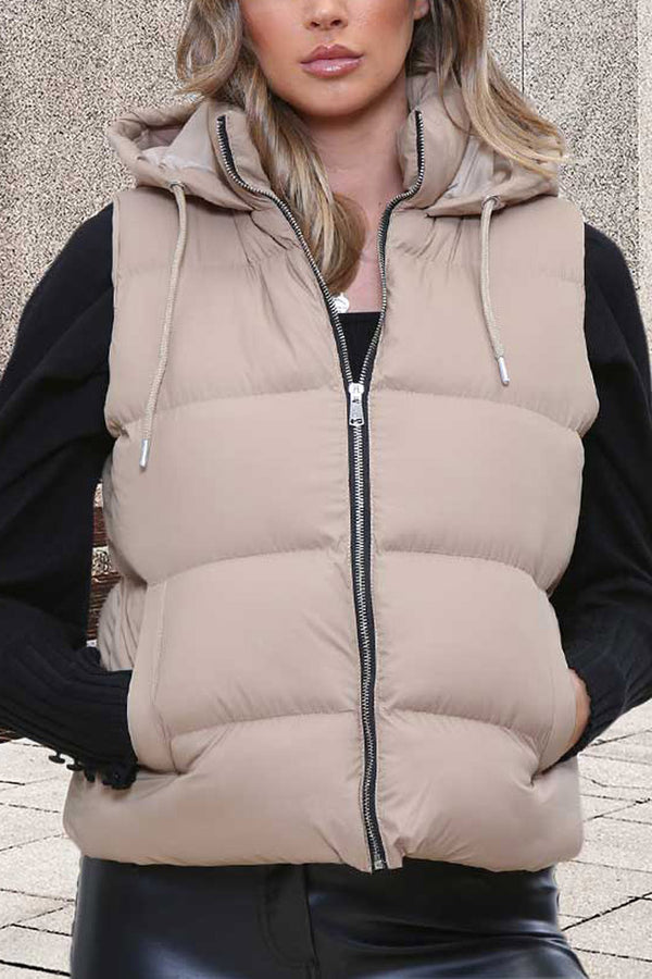 Italian Puffer Zip Hooded Short Gilet