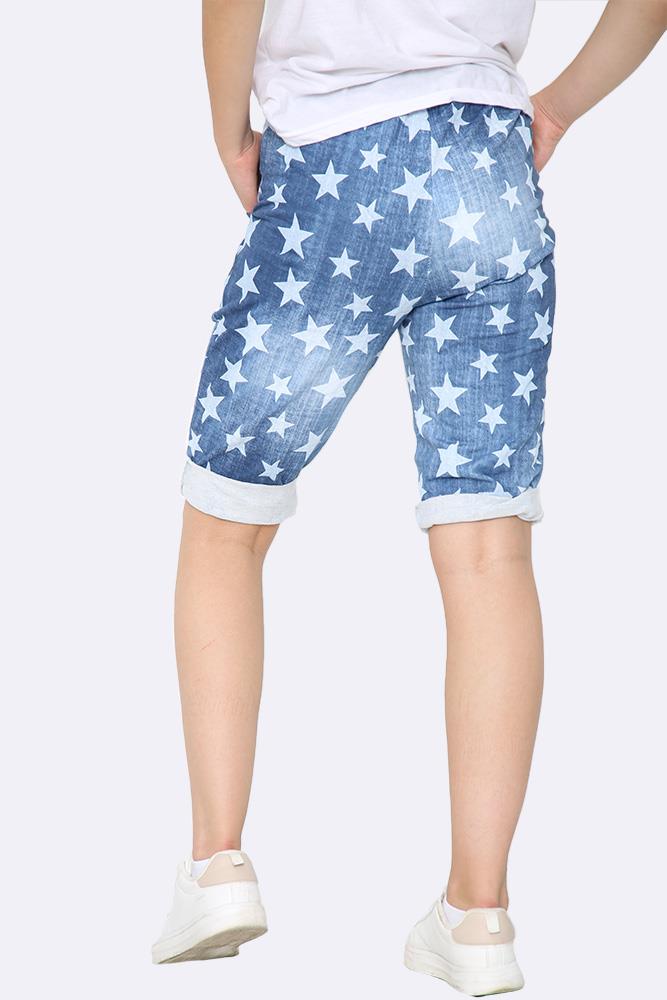 Italian Mini Star Print 3/4 Drawstring Trouser