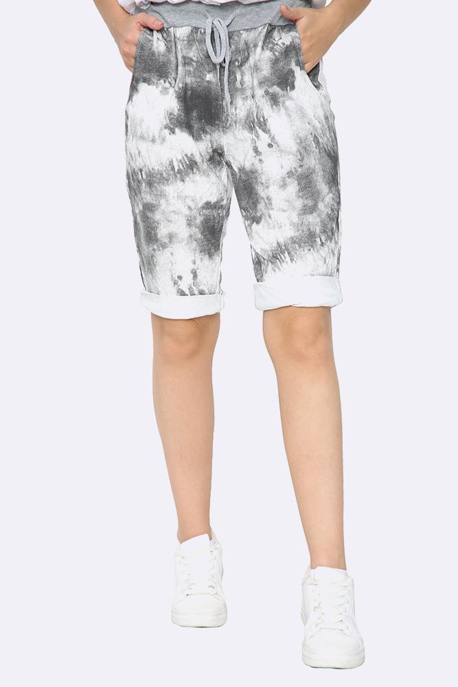 Italian Washed Tie Dye Print Cropped Pants