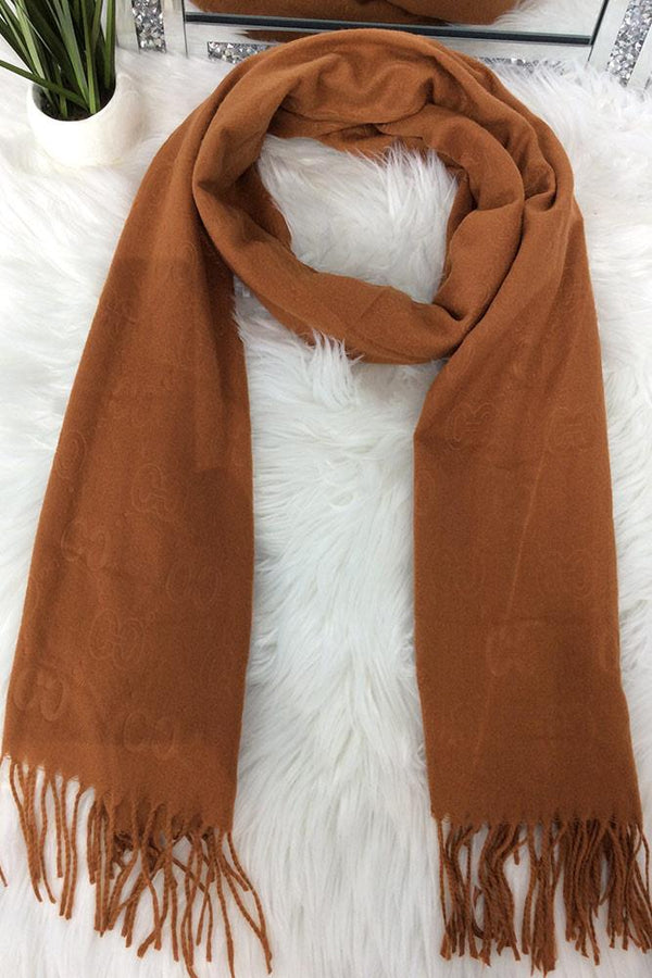 Soft Embossed Pattern Tassels Scarves