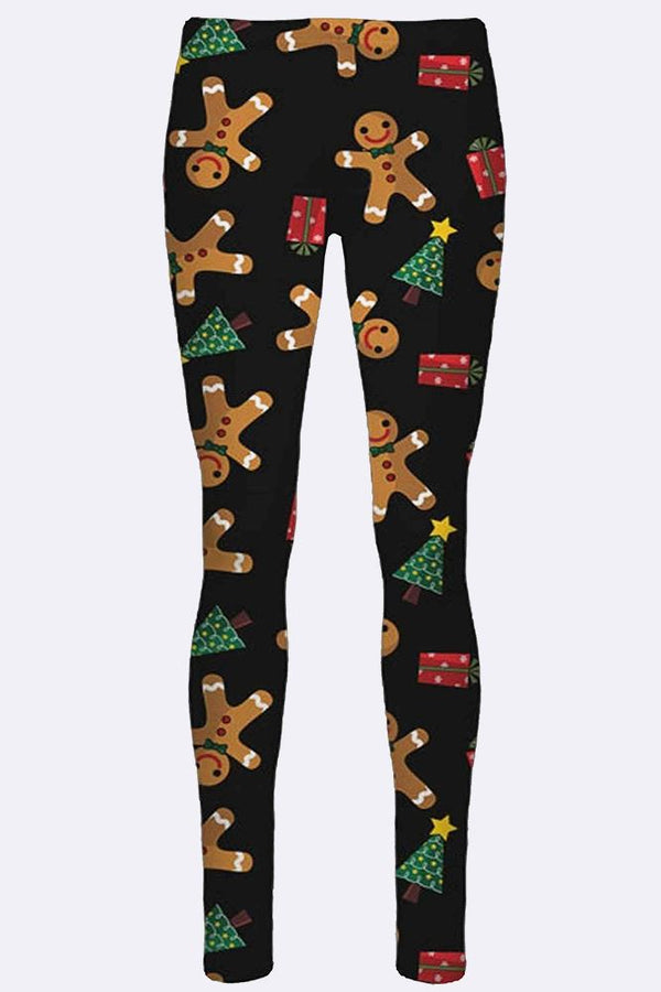 Gingerbread Gift Tree Print Xmas Legging [Pack of 6]