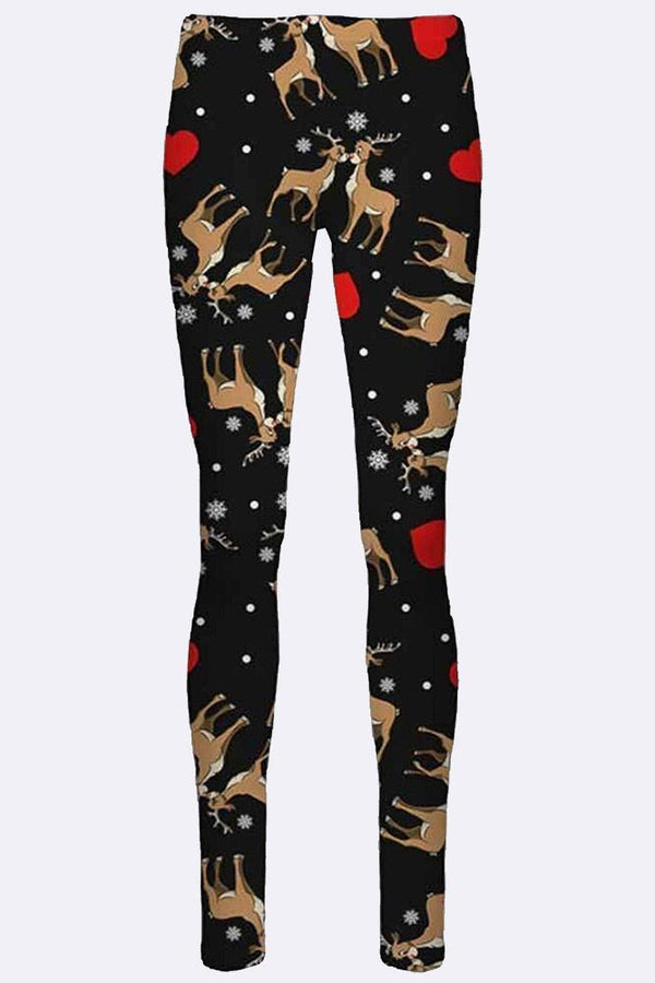 Kissing Reindeer Print Xmas Legging [Pack of 6]