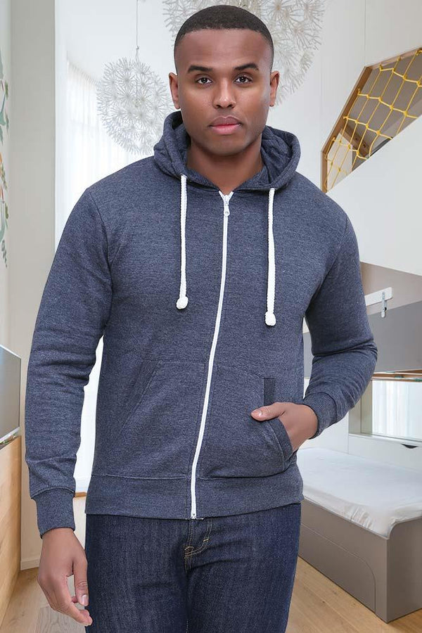 Mens Plain Zipped Hoodie