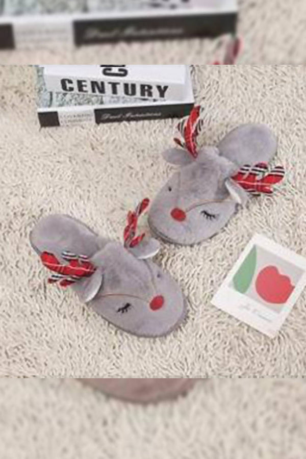 Novelty Reindeer Faux Fur Slippers