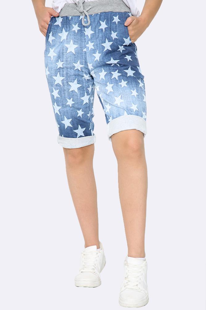 Italian Mini Star Print 3/4 Drawstring Trouser