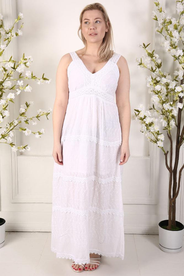 Lace Cotton Long Dress