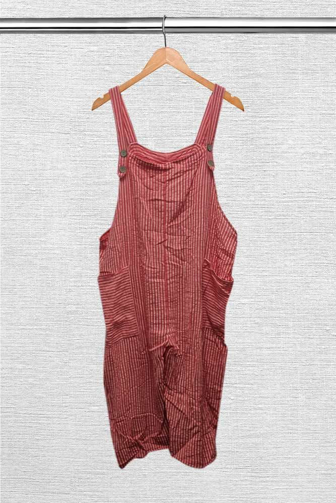 Striped Two Pocket Cotton Jumpsuit Dungaree