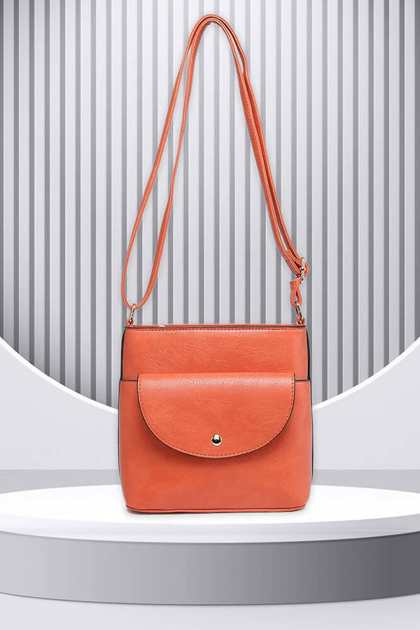 Ladies Cross Body Bag With Button Flap Opening